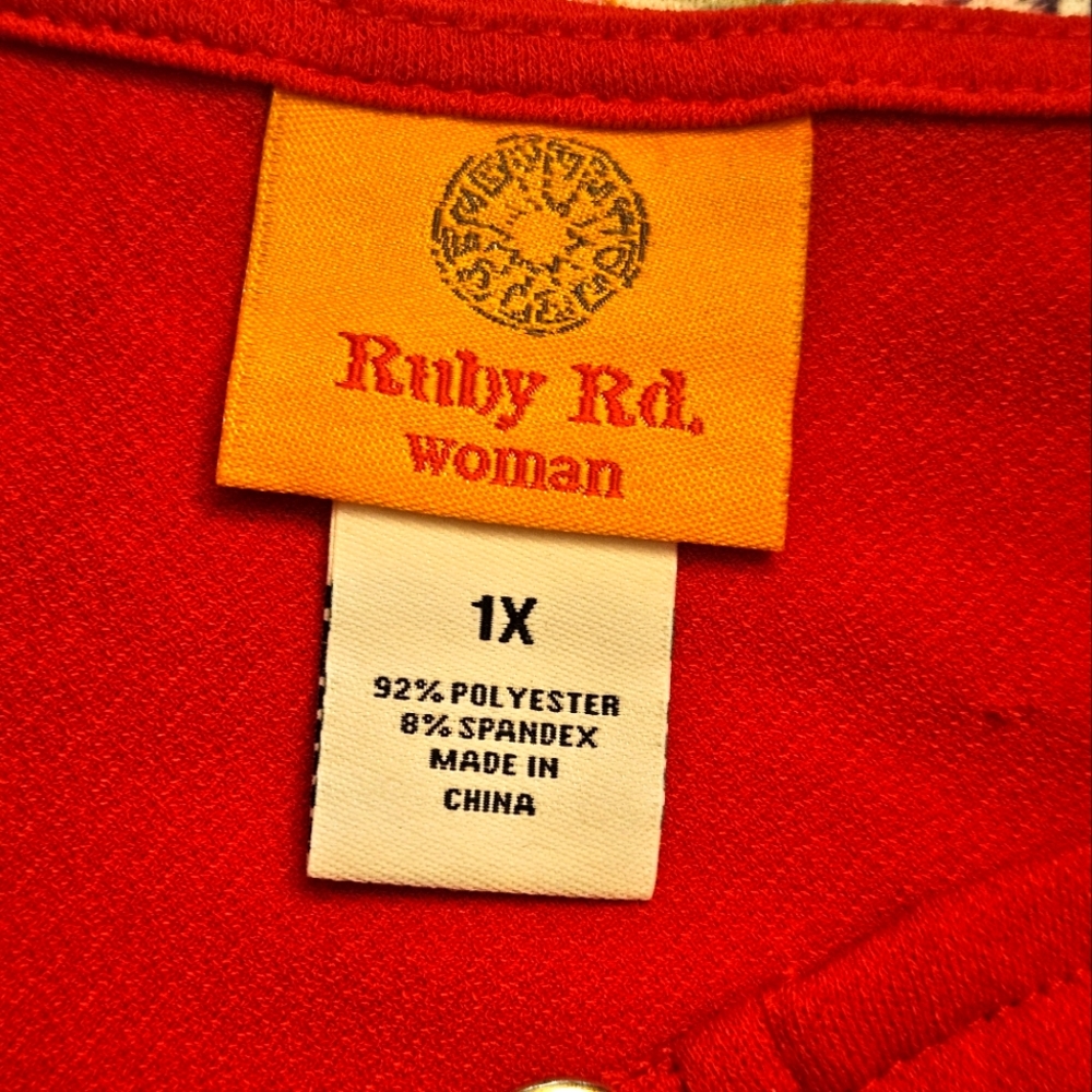 Ruby Rd. Red Top Polyester Spandex Size 1X - Picture 10 of 10